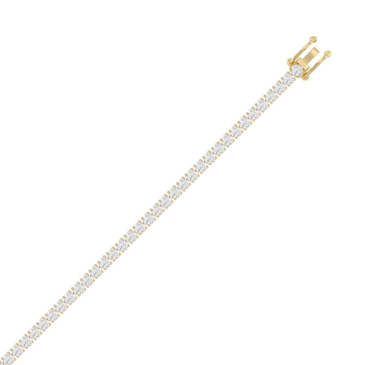 10K yellow gold 5 CTW lab grown diamond tennis bracelet with open box clasp and double safety latches