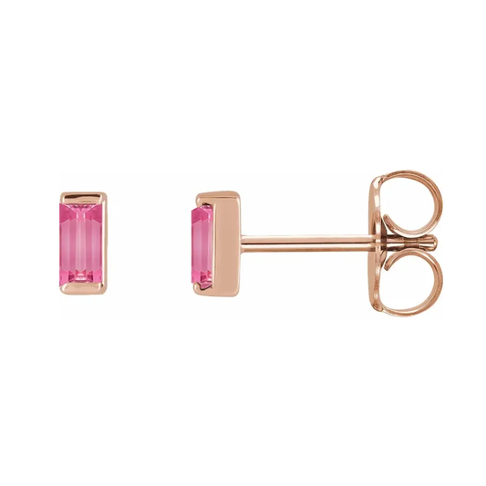 Baguette Gemstone Stud Earrings