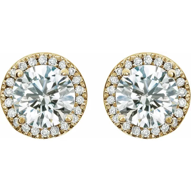 Lab-Grown Diamond Halo Stud Earrings – April Birthstone