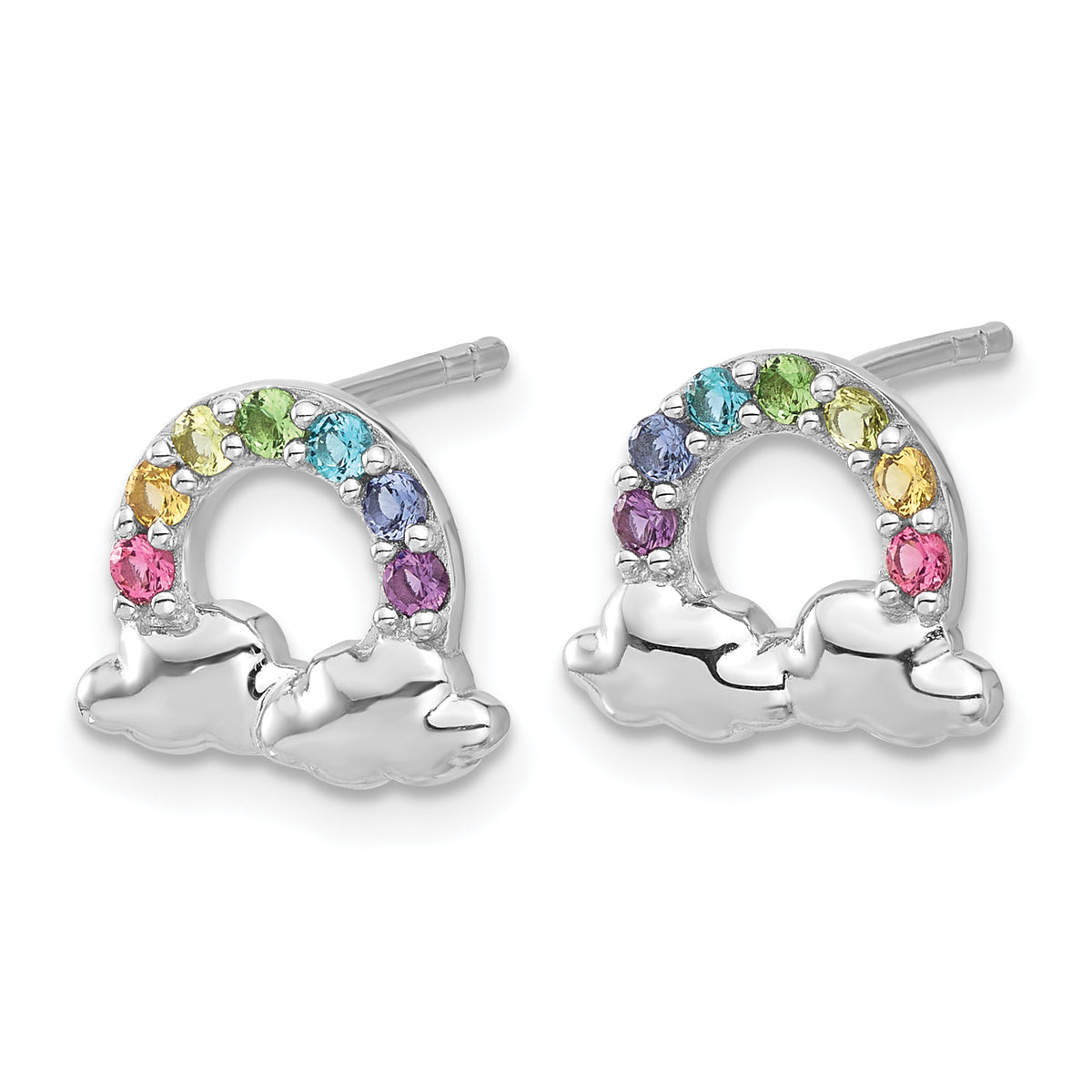 Children’s Crystal Rainbow and Cloud Earrings pair view