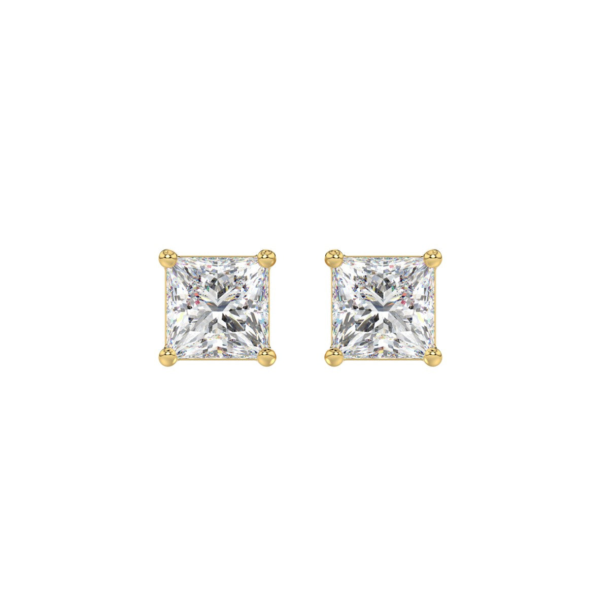 2 CTW Princess Lab-Grown Diamond Stud Earrings