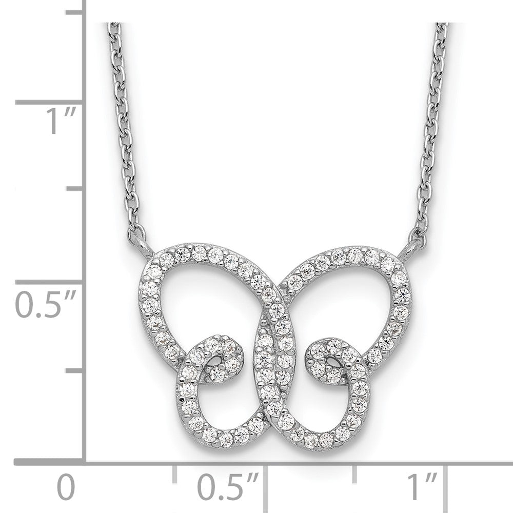 Sterling silver CZ butterfly necklace measurement guide
