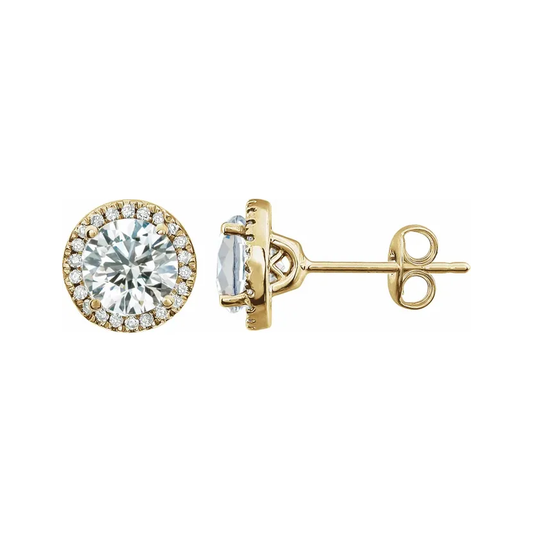 Lab-Grown Diamond Halo Stud Earrings – April Birthstone