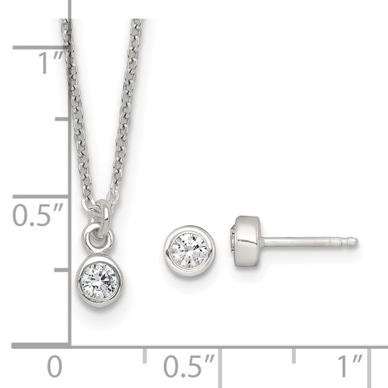 measurement guide for children’s white cubic zirconia necklace and earrings set