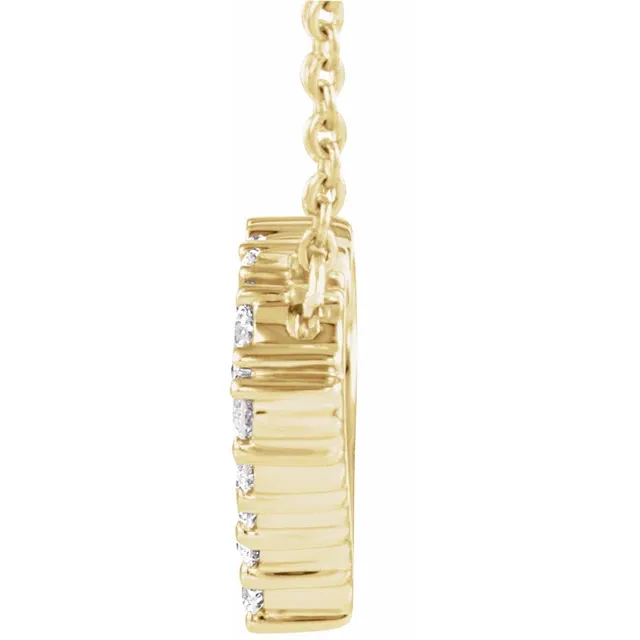 Side profile of lab-grown diamond heart necklace in 14K yellow gold vermeil
