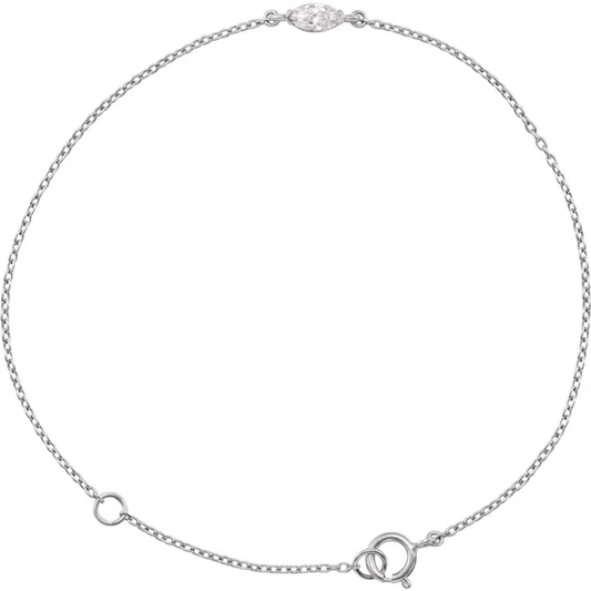 1/4 CT marquise lab-grown diamond bracelet in 14K white gold, full view