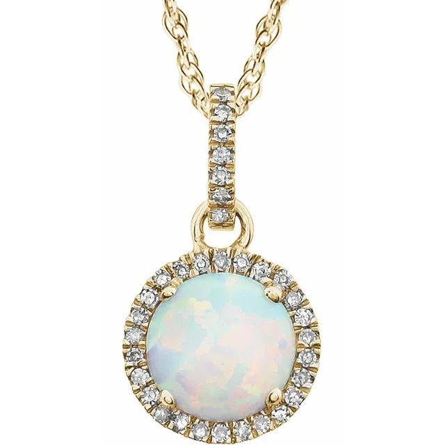 Halo Birthstone Necklace Collection – October Lab-Grown Opal