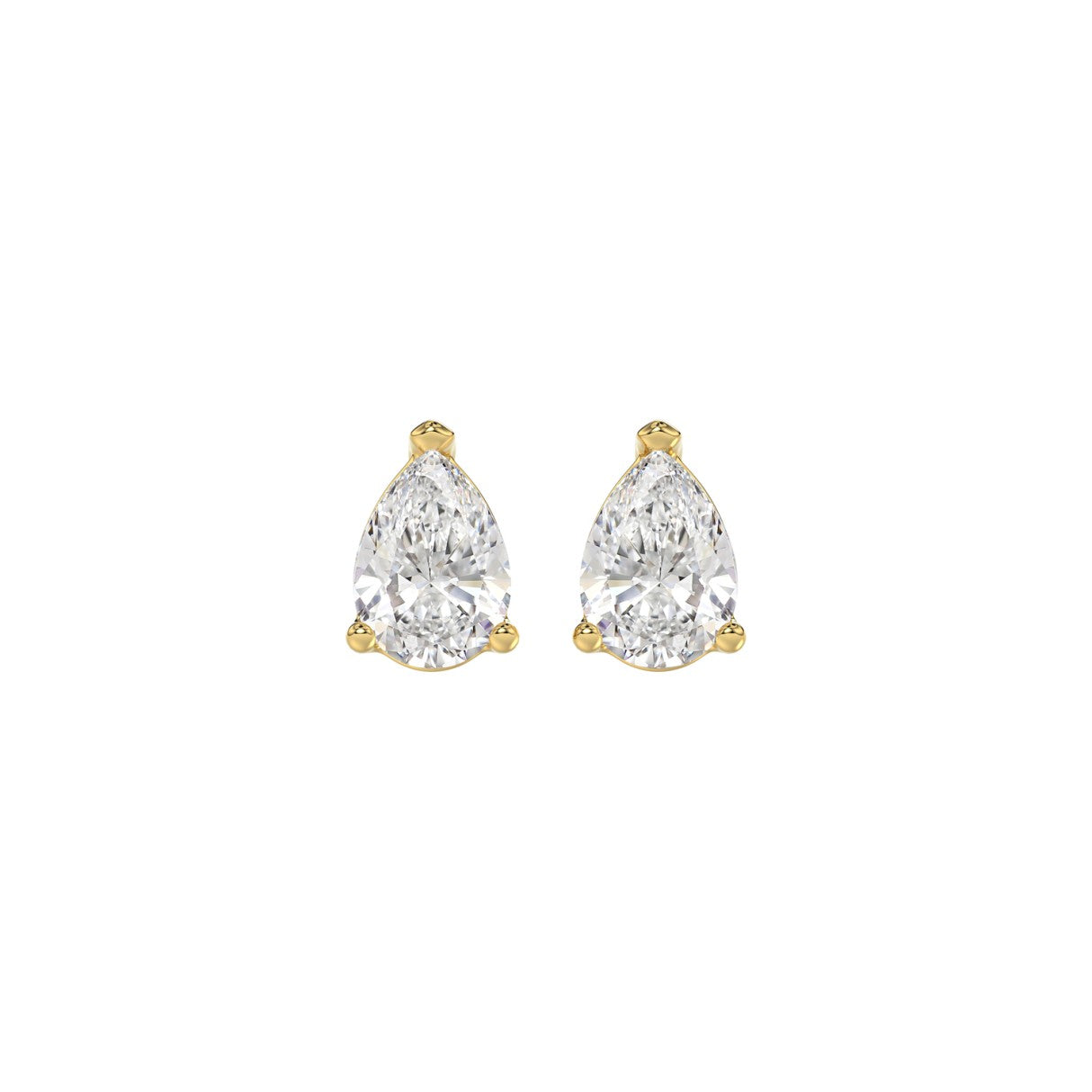 Pear Lab-Grown Diamond Stud Earrings in yellow gold - pair front view
