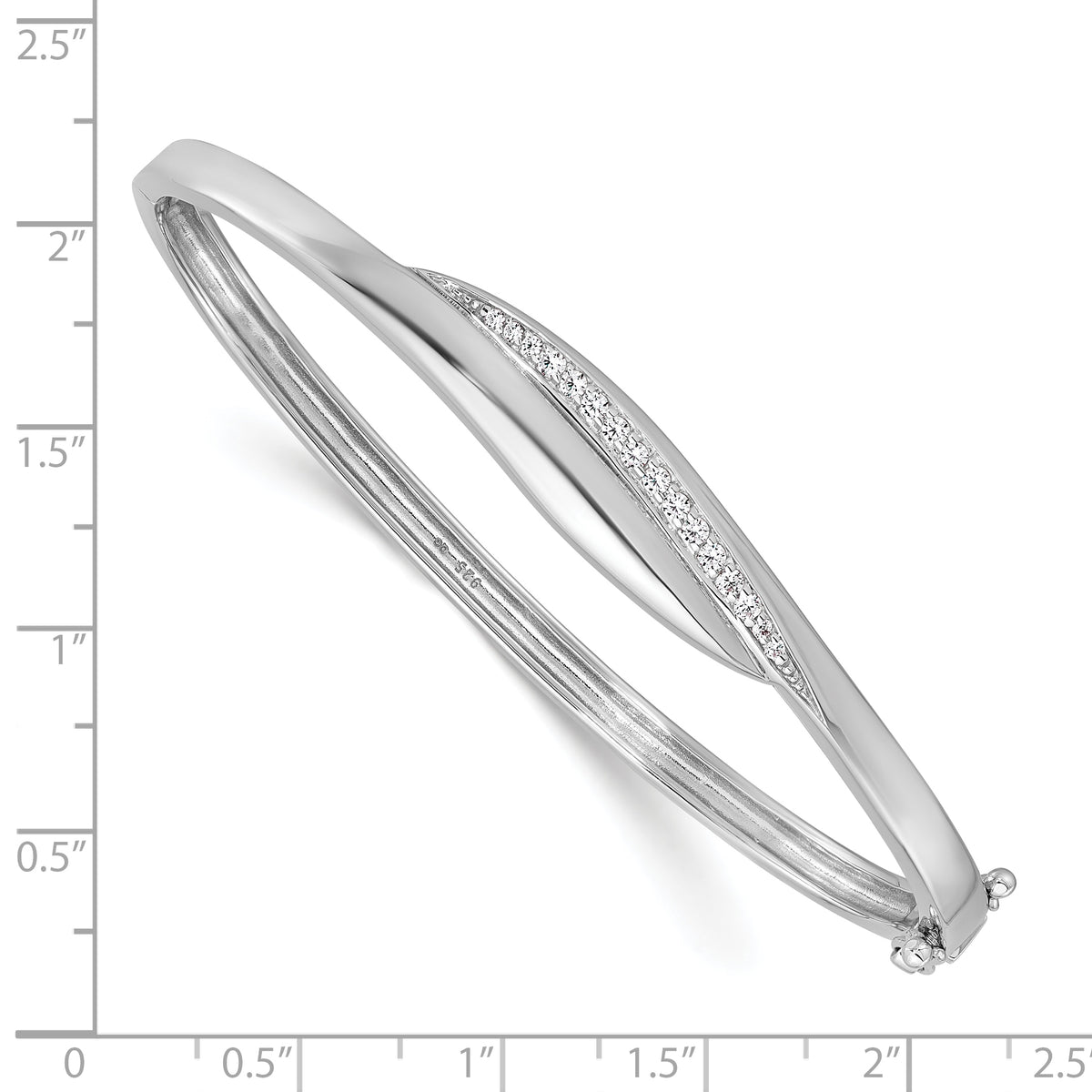 Sterling silver CZ polished hinged bangle alternate view