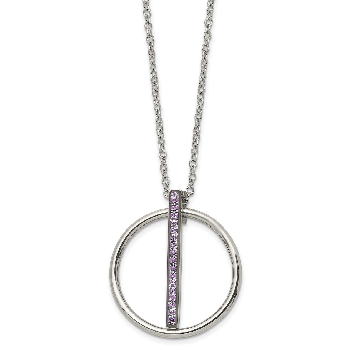 Silver-tone purple crystal pendant necklace