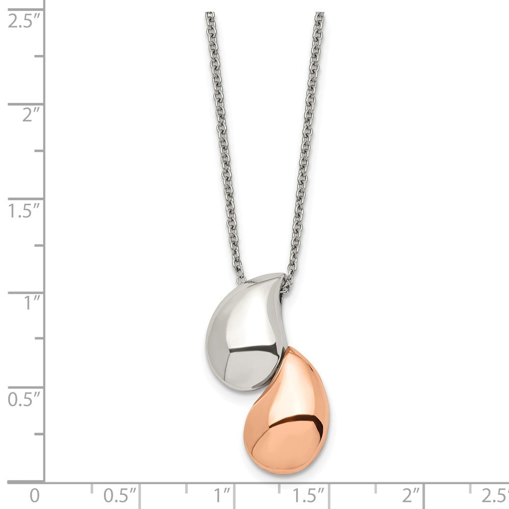 Two-tone teardrop pendant necklace measurement guide