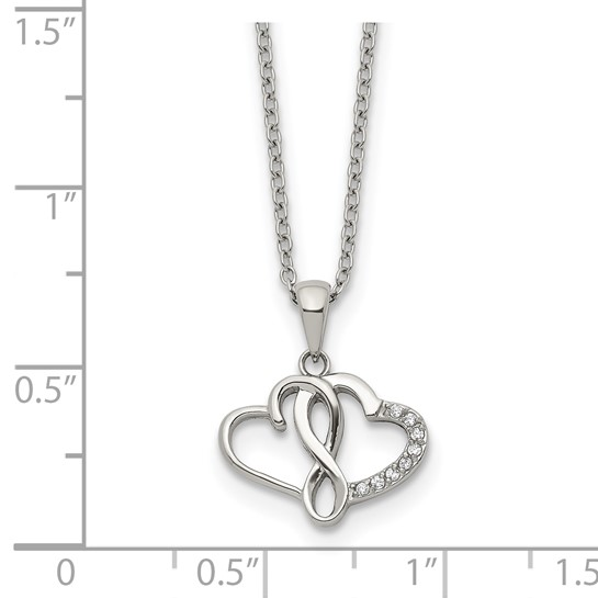 measurement guide for stainless steel infinity double-heart necklace
