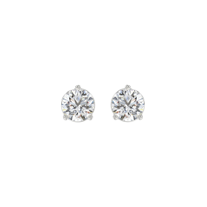 1.5 CTW round lab-grown diamond stud earrings in white gold front view