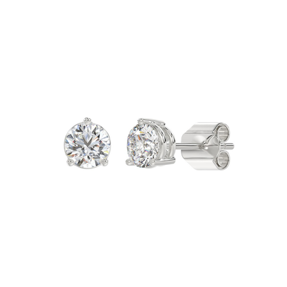 1.5 CTW round lab-grown diamond stud earrings in white gold full product view