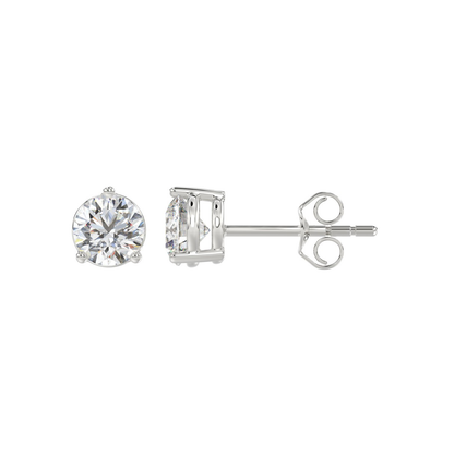 1.5 CTW round lab-grown diamond stud earrings in white gold side view