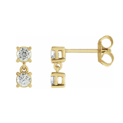Petite Two-Stone Lab-Grown Diamond Drop Earrings