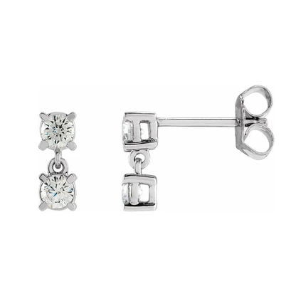 Petite Two-Stone Lab-Grown Diamond Drop Earrings