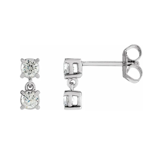 Petite Two-Stone Lab-Grown Diamond Drop Earrings
