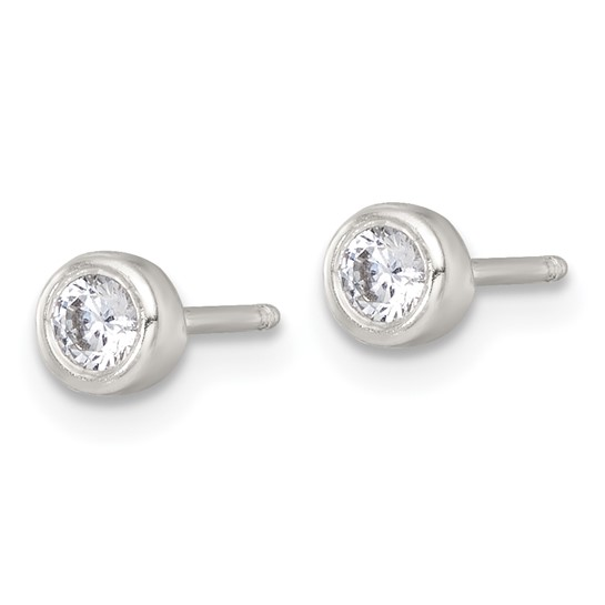 Pair of children’s white cubic zirconia bezel stud earrings