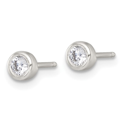 Pair of children’s white cubic zirconia bezel stud earrings