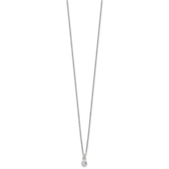 Front view of 14-inch white cubic zirconia children’s necklace