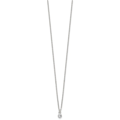 Front view of 14-inch white cubic zirconia children’s necklace