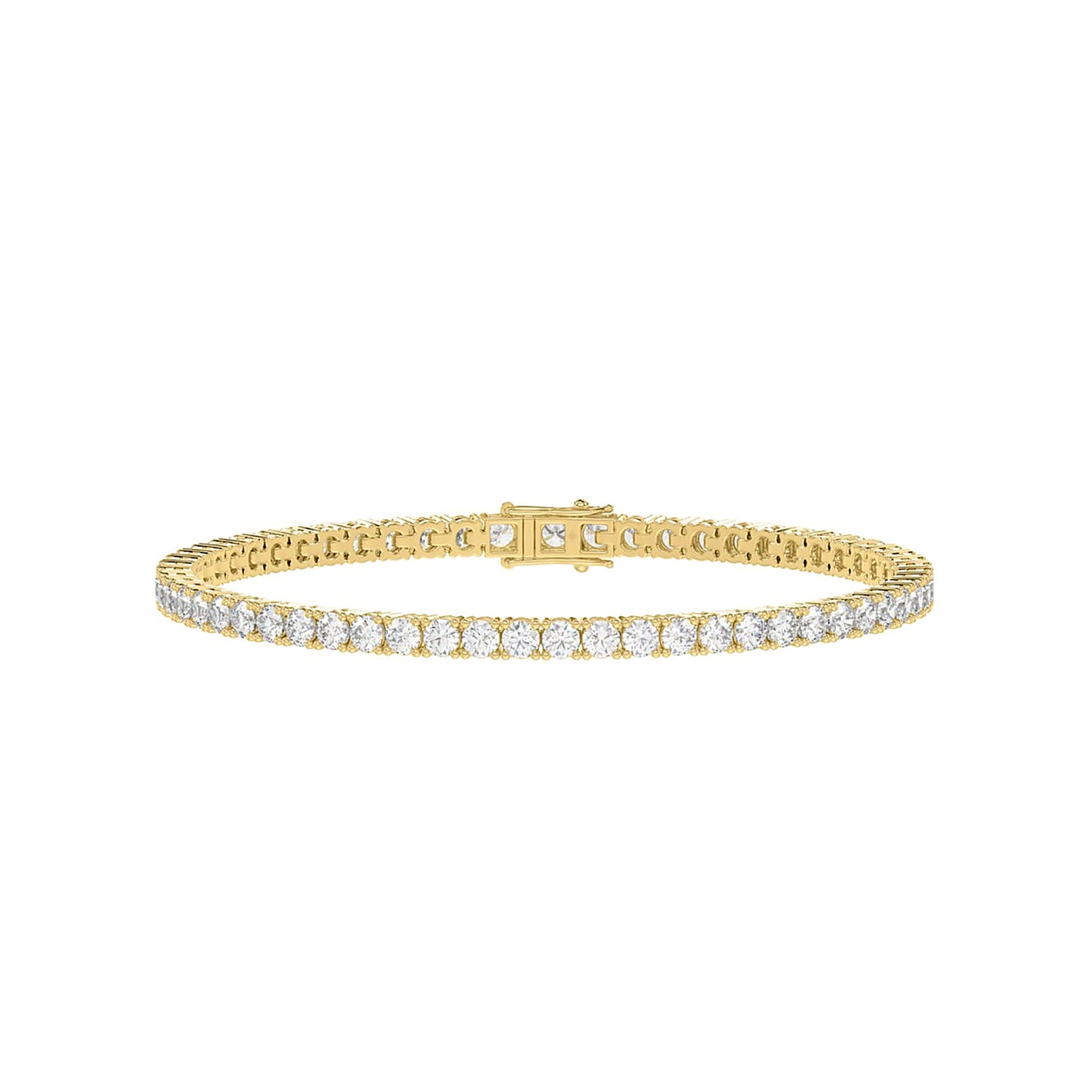 3 CTW yellow gold lab-grown diamond tennis bracelet shown in full view