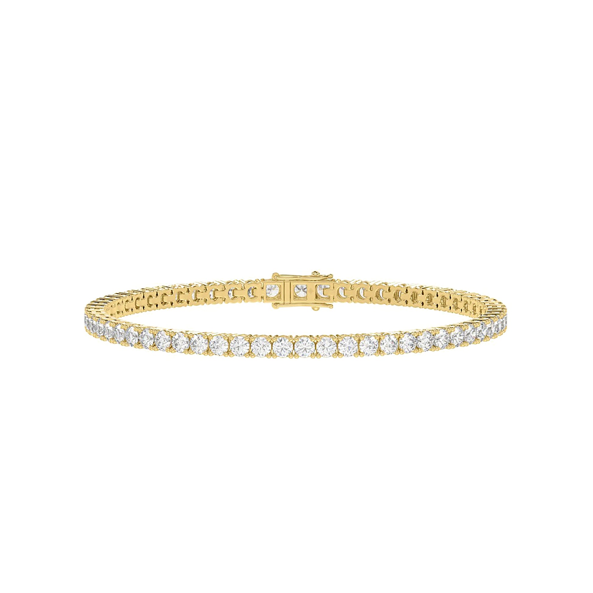 3 CTW yellow gold lab-grown diamond tennis bracelet shown in full view