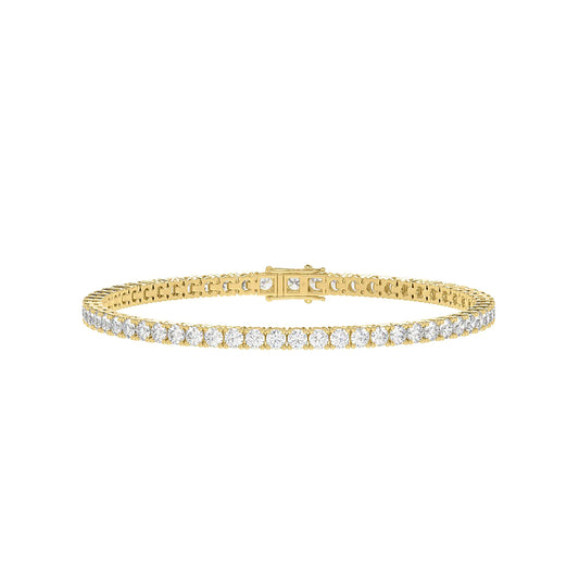 3 CTW yellow gold lab-grown diamond tennis bracelet shown in full view