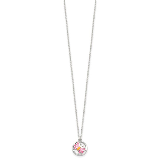 Full view of 14-inch sterling silver butterfly necklace