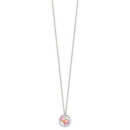 Full view of 14-inch sterling silver butterfly necklace