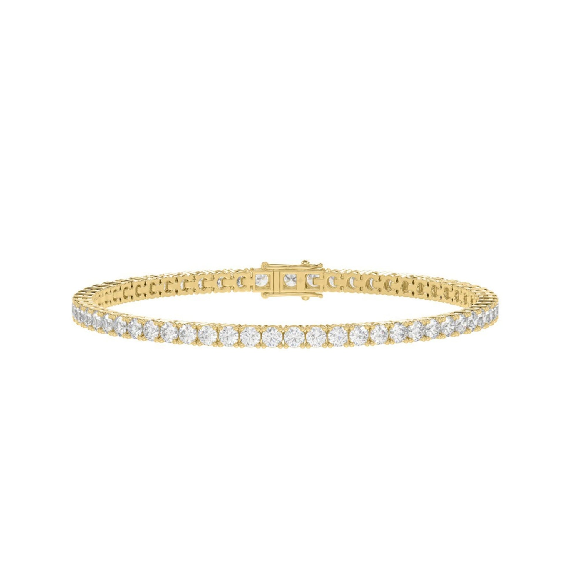 7 CTW yellow gold lab-grown diamond tennis bracelet shown in full view