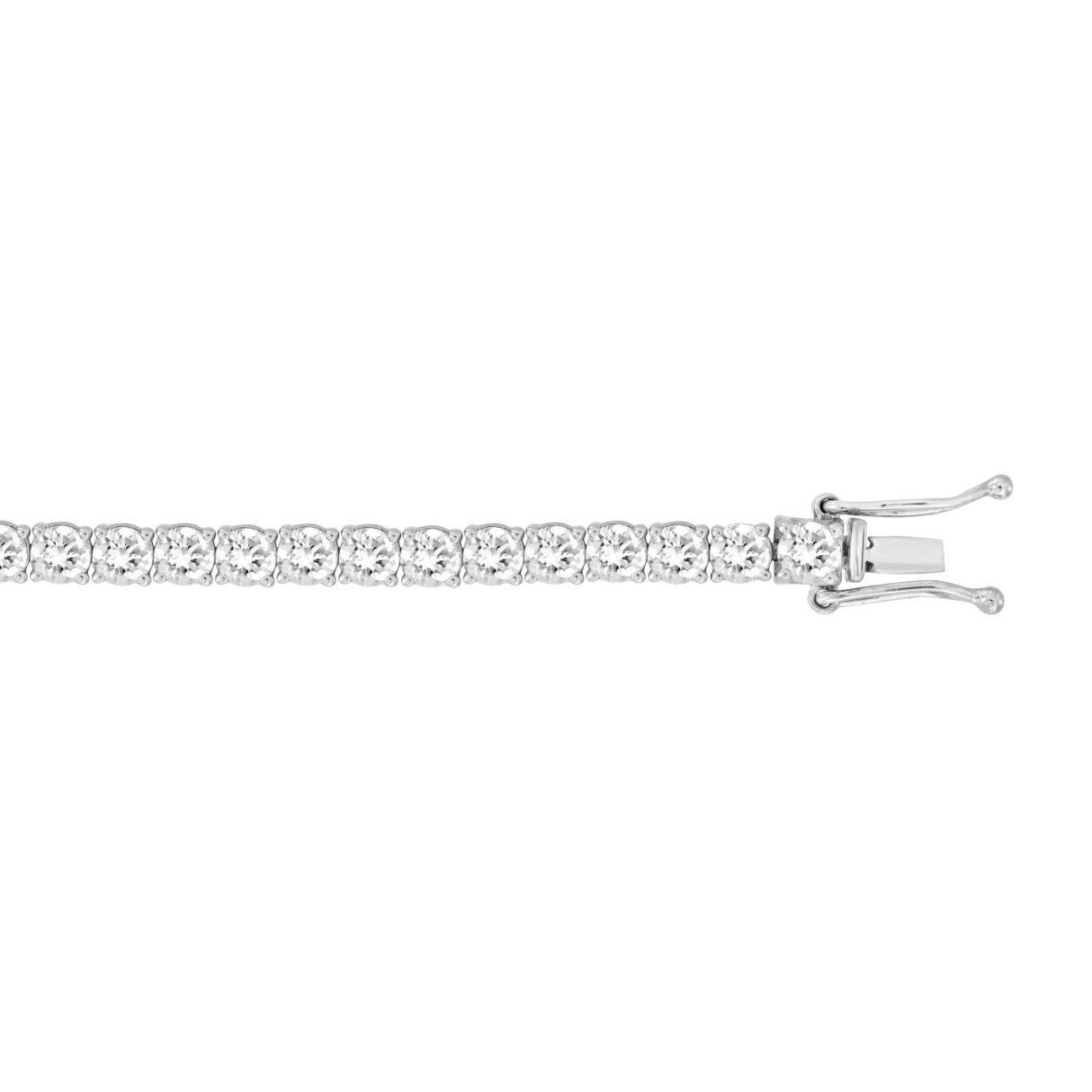 7 CTW white gold lab-grown diamond tennis bracelet with open box clasp and double safety latches