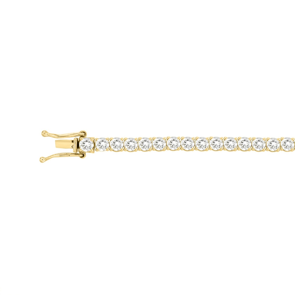 7 CTW yellow gold lab-grown diamond tennis bracelet with open box clasp and double safety latches