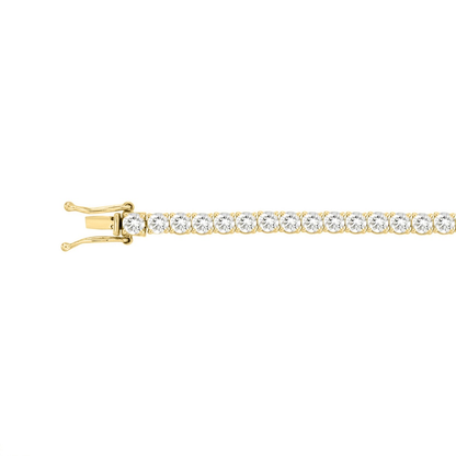 7 CTW yellow gold lab-grown diamond tennis bracelet with open box clasp and double safety latches