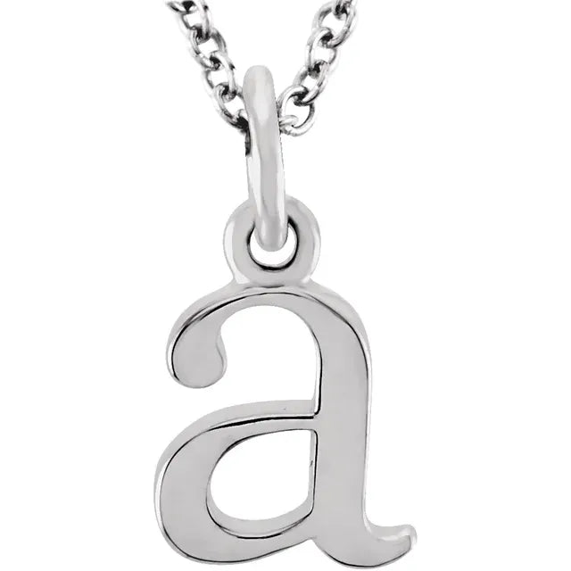 Lowercase a initial pendant in sterling silver