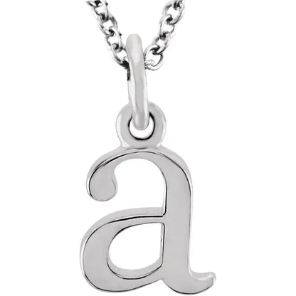 Lowercase a initial pendant in sterling silver
