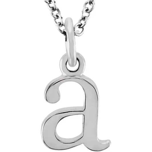 Lowercase a initial pendant in sterling silver