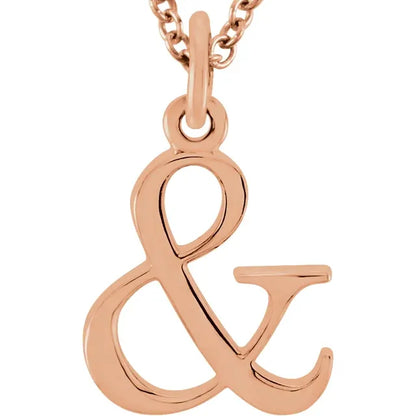 Lowercase ampersand pendant in 18K rose gold-plated sterling silver