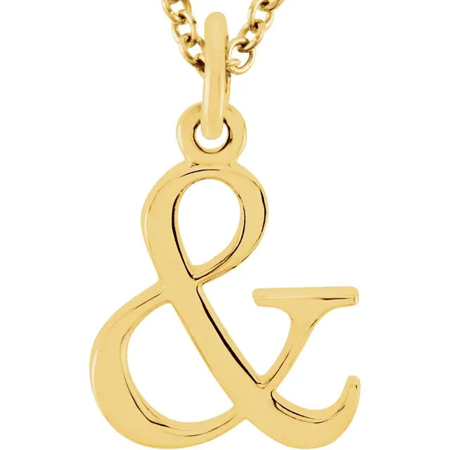 Lowercase ampersand pendant in 18K yellow gold-plated sterling silver