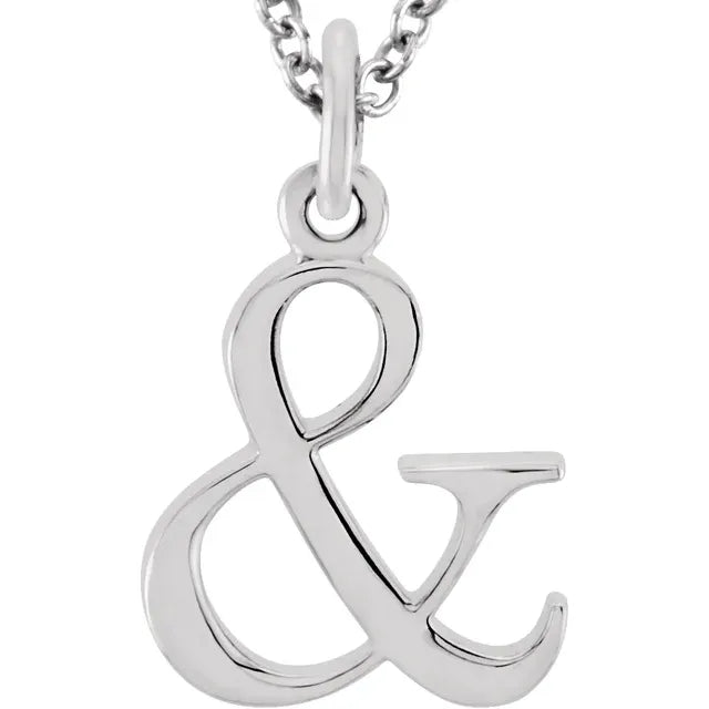 Lowercase ampersand pendant in sterling silver