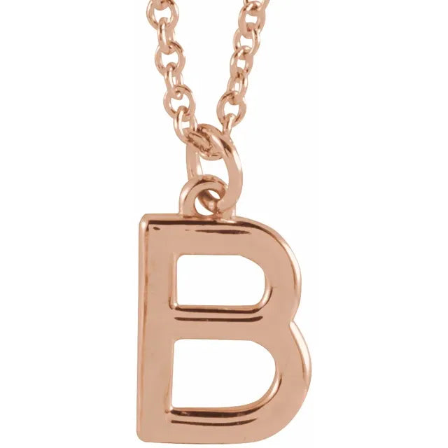 Uppercase letter B pendant in 18K rose gold-plated sterling silver