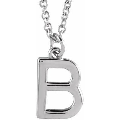 Uppercase letter B pendant in sterling silver