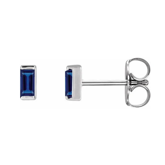 Baguette Gemstone Stud Earrings