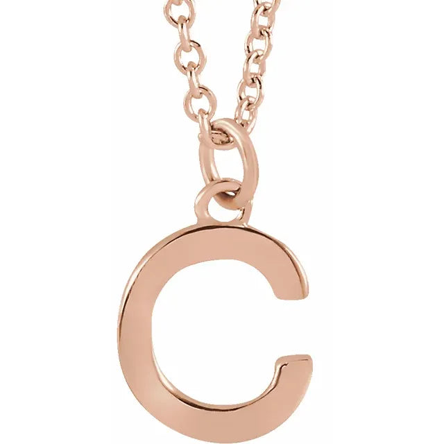 Uppercase letter C pendant in 18K rose gold-plated sterling silver