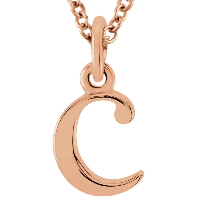 Lowercase letter c pendant in 18K rose gold-plated sterling silver