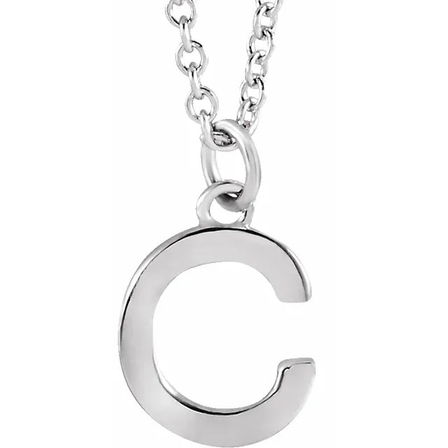 Uppercase letter C pendant in sterling silver