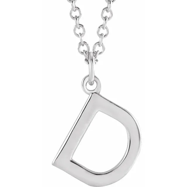 Uppercase letter D pendant in sterling silver