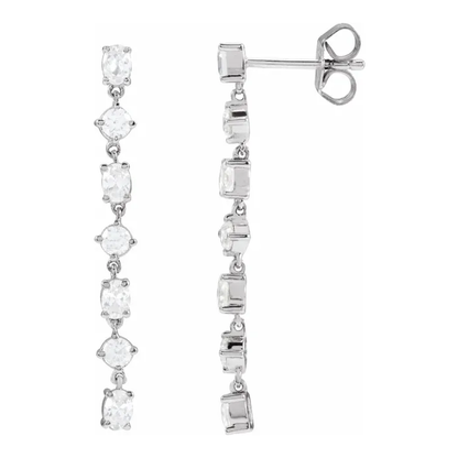 Alternating Oval & Round Lab-Grown Diamond Dangle Earrings