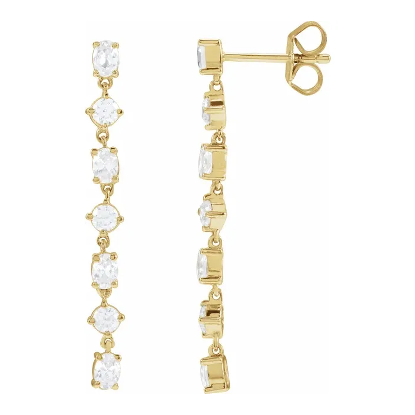 Alternating Oval & Round Lab-Grown Diamond Dangle Earrings